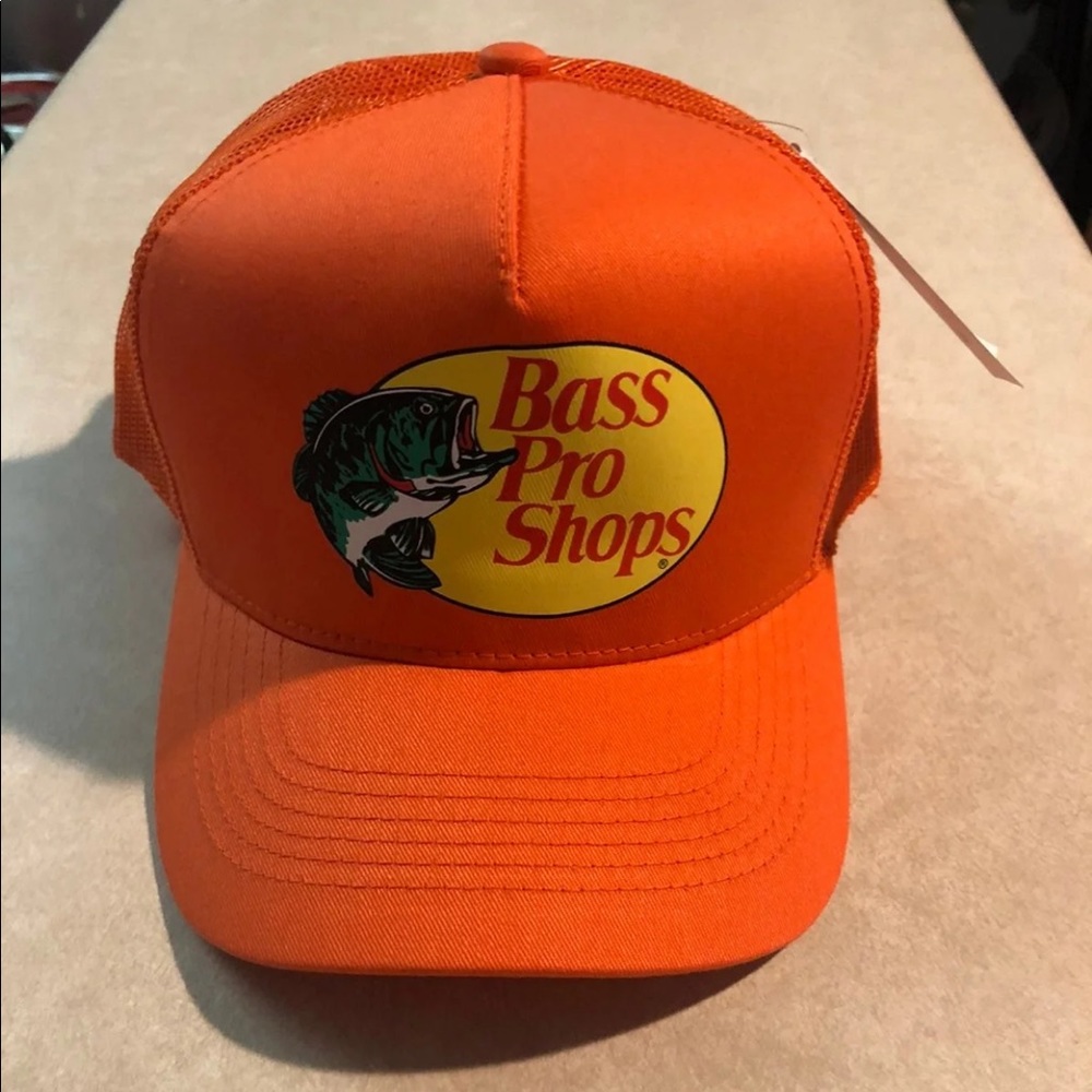 - Bass Pro Shops Hat Mesh Adjustable SnapBack Trucker Fishing Cap. NWT. Orange.
